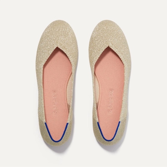 Rothy’s The Flat in Light Gold Metallic women’s size 8.5 - Picture 1 of 14